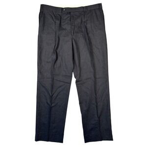 Bachrach Dress Trousers Mens 44 Charcoal Gray Pure New Wool Pleated 43x33.5